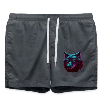 loups silhouette nature conservation bien-être animal loup - Short de bain - charbon - Devant - AI Model Male 185 light (185cm)