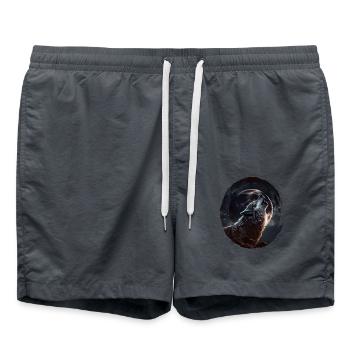 Loups Silhouette Conservation de la nature Bien-être animal Loup - Short de bain - charbon - Devant - AI Model Male 185 light (185cm)