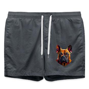 French Bulldog Frenchie Französische Bulldogge - Swim Trunks - anthracite - Front - AI Model Male 185 light (185cm)