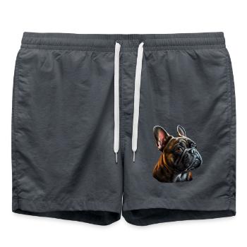 French Bulldog Frenchie Französische Bulldogge - Swim Trunks - anthracite - Front - AI Model Male 185 light (185cm)