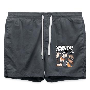 Celebrate Diversity Katzen Liebe Spielzeug Fell - Badeshorts - Anthrazit - Vorne - AI Model Male 185 light (185cm)