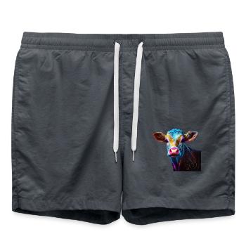 cows farmer farmer cow lover funny cow - Swim Trunks - anthracite - Front - AI Model Male 185 light (185cm)