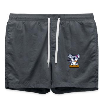 süßer Koala Bär Mädchen isst Nudeln mit Stäbchen - Badeshorts - Anthrazit - Vorne - AI Model Male 185 light (185cm)