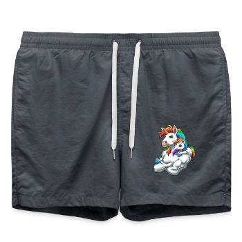 Einhorn Vater und Kind für einen Einhorn - Badeshorts - Anthrazit - Vorne - AI Model Male 185 light (185cm)