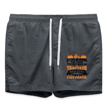 J'aime un Tracteur et Papa / Humour cadeau papa - Short de bain - charbon - Devant - AI Model Male 185 light (185cm)