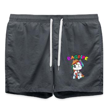 Einhorn spielt Dudelsack Dudelsackmusik Unicorn - Badeshorts - Anthrazit - Vorne - AI Model Male 185 light (185cm)