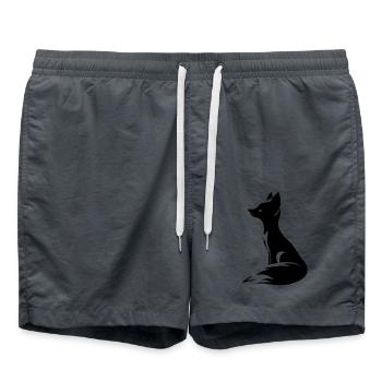 Eleganter niedlicher Fuchs Tattoo Style Porträt - Badeshorts - Anthrazit - Vorne - AI Model Male 185 light (185cm)