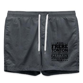 Frère tonton et Parrain - Short de bain - charbon - Devant - AI Model Male 185 light (185cm)