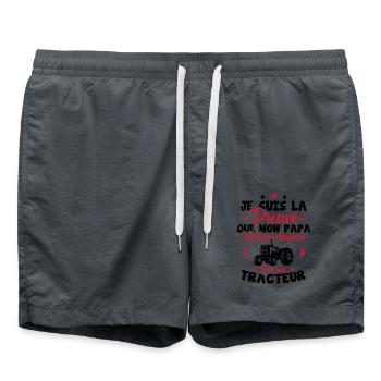 Preuve que mon papa tracteur, Papa agriculteur - Short de bain - charbon - Devant - AI Model Male 185 light (185cm)