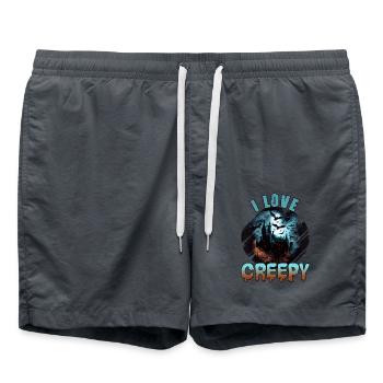I Love Creepy für Grusel Fans - Badeshorts - Anthrazit - Vorne - AI Model Male 185 light (185cm)