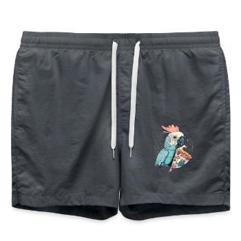 Kakadu isst Pizza für eine Kakadu Besitzer - Badeshorts - Anthrazit - Vorne - AI Model Male 185 light (185cm)