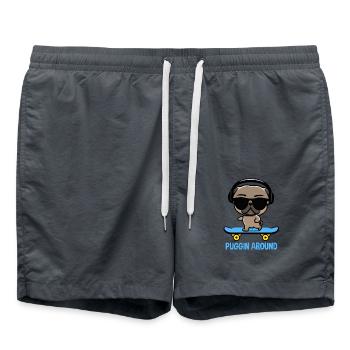 Funny pug on skateboard with headphones - Swim Trunks - anthracite - Front - AI Model Male 185 light (185cm)
