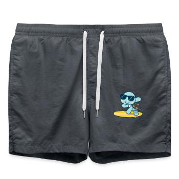 Cute turtle on surfboard with sunglasses - Swim Trunks - anthracite - Front - AI Model Male 185 light (185cm)