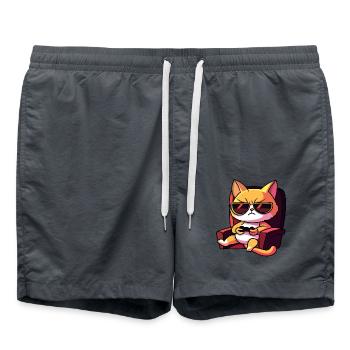 Cat Gaming Gamer Gamers Gamblers - Swim Trunks - anthracite - Front - AI Model Male 185 light (185cm)