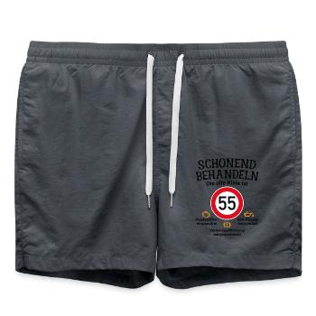 55. Geburtstag Schonend Behandeln Alte Kiste 55 - Badeshorts - Anthrazit - Vorne - AI Model Male 185 light (185cm)
