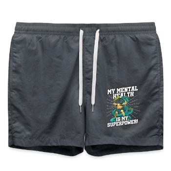 Meine Psychische Gesundheit Ist Meine Superkraft - Badeshorts - Anthrazit - Vorne - AI Model Male 185 light (185cm)