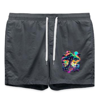 Futuristische Fantasy Pilzlandschaft Pilze - Badeshorts - Anthrazit - Vorne - AI Model Male 185 light (185cm)