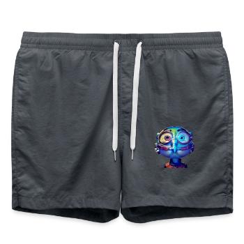 Chicken Hen Cyborg blue - Swim Trunks - anthracite - Front - AI Model Male 185 light (185cm)