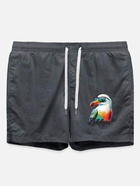 Loecken Urlaub coole bunte Möwe mit Sonnenbrille - Badeshorts - Anthrazit