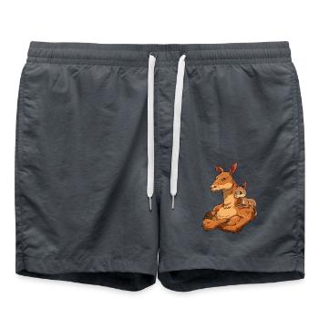 Känguru mit Kind für Papas - Badeshorts - Anthrazit - Vorne - AI Model Male 185 light (185cm)