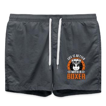 Life is better with a boxer - Swim Trunks - anthracite - Front - AI Model Male 185 light (185cm)