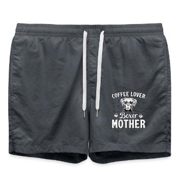 Coffee lover boxer mother - Swim Trunks - anthracite - Front - AI Model Male 185 light (185cm)
