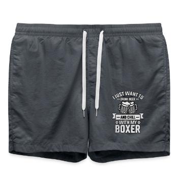 Je veux juste boire de la bière fraîche avec mon boxer - Short de bain - charbon - Devant - AI Model Male 185 light (185cm)