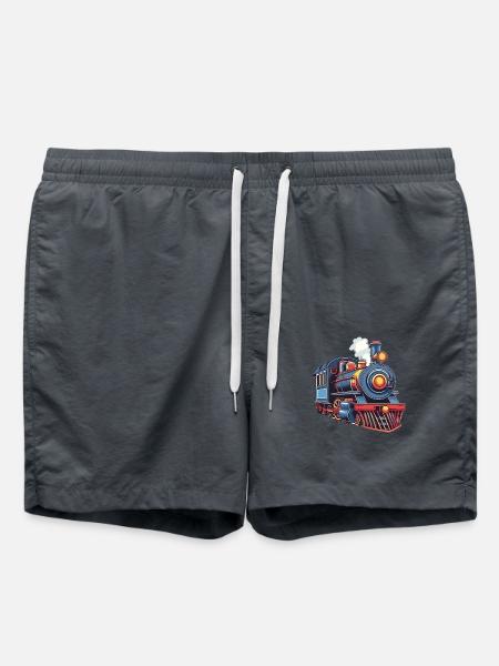 Niedliche Zug Eisenbahn Lokomotive - Badeshorts - Anthrazit