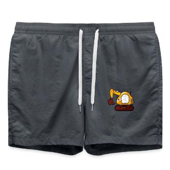 Cute excavator for excavator driver men and boys - Swim Trunks - anthracite - Front - AI Model Male 185 light (185cm)