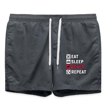Eat Sleep Boxer Repeat - Swim Trunks - anthracite - Front - AI Model Male 185 light (185cm)