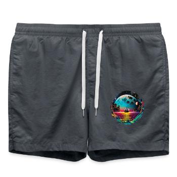 Fantasy Universum Planet Schiff Meer - Badeshorts - Anthrazit - Vorne - AI Model Male 185 light (185cm)