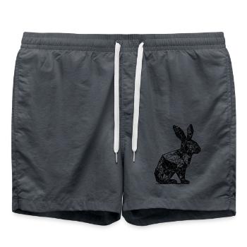 Geometric Lines Rabbit Rabbit Head - Swim Trunks - anthracite - Front - AI Model Male 185 light (185cm)