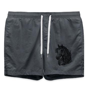 Joli portrait de cheval vintage avec crinière dans le vent - Short de bain - charbon - Devant - AI Model Male 185 light (185cm)