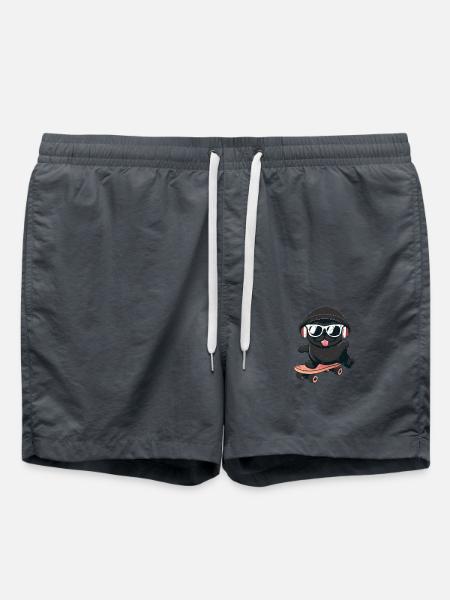 Dog Pug on skateboard - Swim Trunks - anthracite