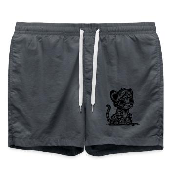 Small tiger with cute striped pattern - Swim Trunks - anthracite - Front - AI Model Male 185 light (185cm)