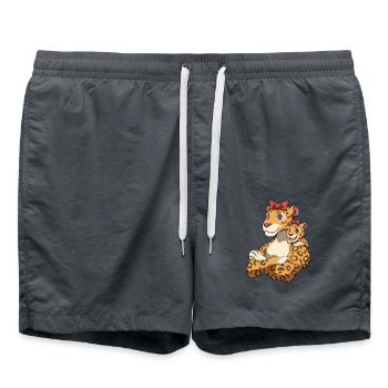 Leopard mit niedlichem Leoparden Kind für Mama - Badeshorts - Anthrazit - Vorne - AI Model Male 185 light (185cm)
