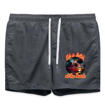 Life Is Better At The Beach für Strand Urlauber - Badeshorts - Anthrazit - Vorne - AI Model Male 185 light (185cm)