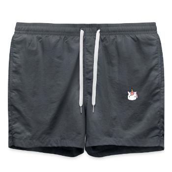 Minimalistischer Einhorn-Kopf in Regenbogenfarben - Badeshorts - Anthrazit - Vorne - AI Model Male 185 light (185cm)