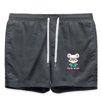 Bookworm mouse in the book - Swim Trunks - anthracite - Front - AI Model Male 185 light (185cm)