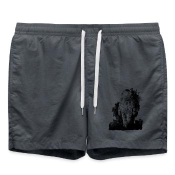 Vintage astronaut walking in moon dust nebula - Swim Trunks - anthracite - Front - AI Model Male 185 light (185cm)