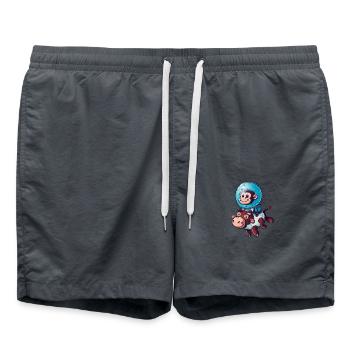 Monkey on Cow Rocket Shake Astronaut Cosmonaut - Swim Trunks - anthracite - Front - AI Model Male 185 light (185cm)