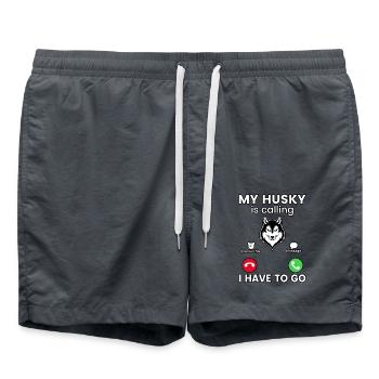 My Husky is calling I have to go - Badeshorts - Anthrazit - Vorne - AI Model Male 185 light (185cm)