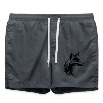 Beau portrait de renard tatoué - Short de bain - charbon - Devant - AI Model Male 185 light (185cm)