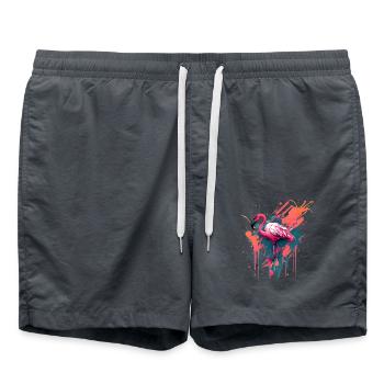 Flamingo Color Splash für einen Flamingo Fan - Badeshorts - Anthrazit - Vorne - AI Model Male 185 light (185cm)