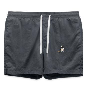 Lustiges Kuh Eishockey Design - Badeshorts - Anthrazit - Vorne - AI Model Male 185 light (185cm)