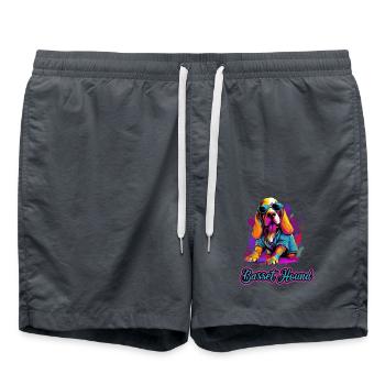 Basset Hound Hund Hunderasse - Badeshorts - Anthrazit - Vorne - AI Model Male 185 light (185cm)