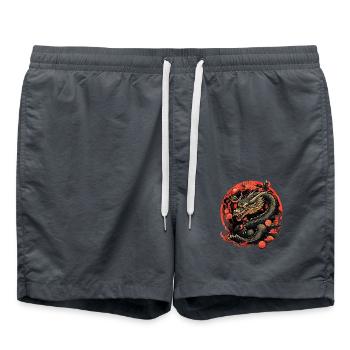 Asiatisch Drache Anime Japanisch Meer Wellen - Badeshorts - Anthrazit - Vorne - AI Model Male 185 light (185cm)