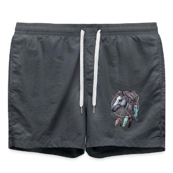 Traumfänger Pferd Federn Esoterik - Badeshorts - Anthrazit - Vorne - AI Model Male 185 light (185cm)