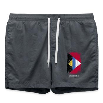 Souvenir with the country flag of Antigua And - Swim Trunks - anthracite - Front - AI Model Male 185 light (185cm)