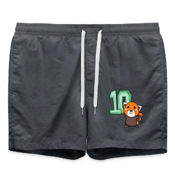 10th Birthday Motif Red Panda - ten years old - Swim Trunks - anthracite - Front - AI Model Male 185 light (185cm)